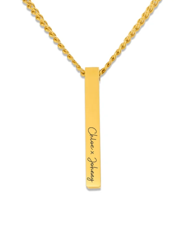 Name Engrave Cuban Bar Necklace